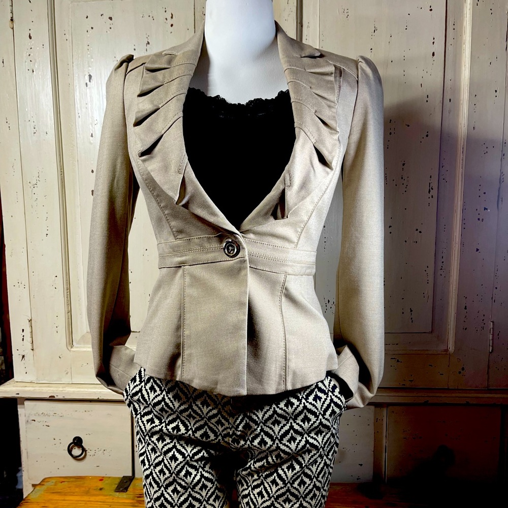 White House Black Market Beige Dress Jacket sized 00